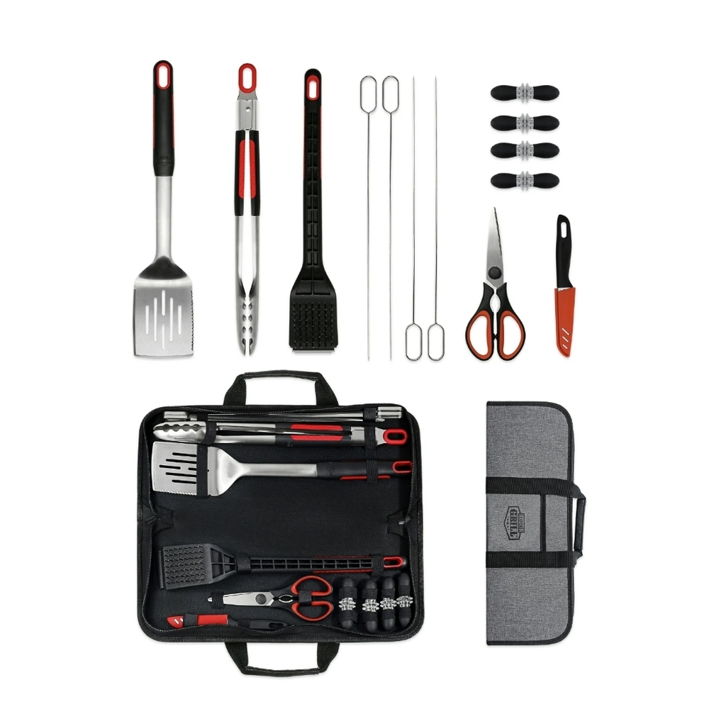 Expert Grill 18-Pieces Stainless Steel Soft Grip BBQ Grill Tool Set